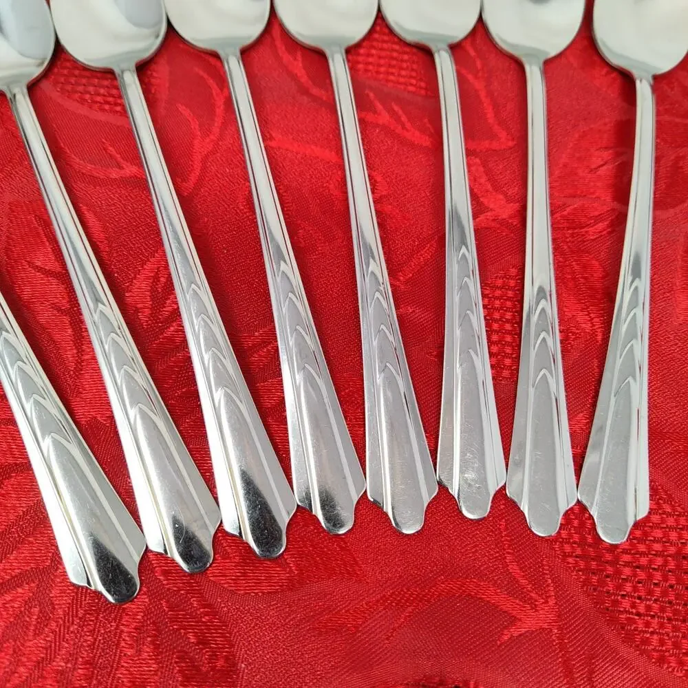 8X LH Tsp Ekco EKS7 Stainless Malt Ice Tea Spoons USA Long Handle